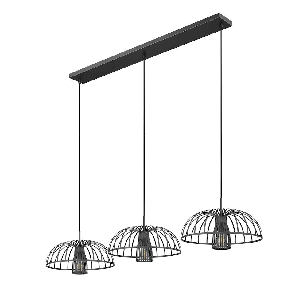 Valencia 3 Light Matte Black Linear Chandelier