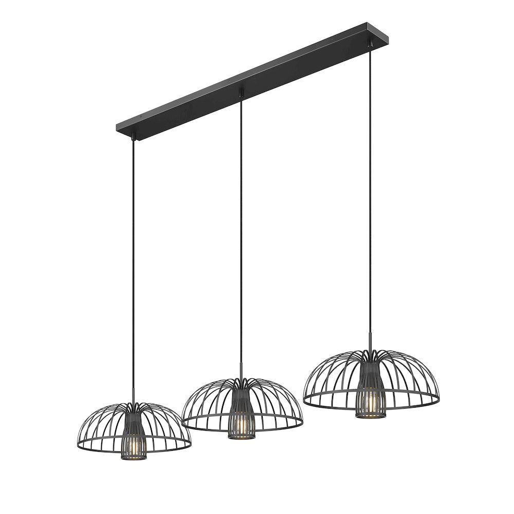 Valencia 3 Light Matte Black Linear Chandelier