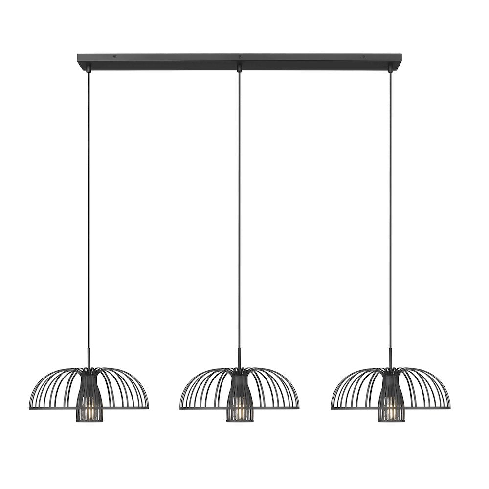 Valencia 3 Light Matte Black Linear Chandelier
