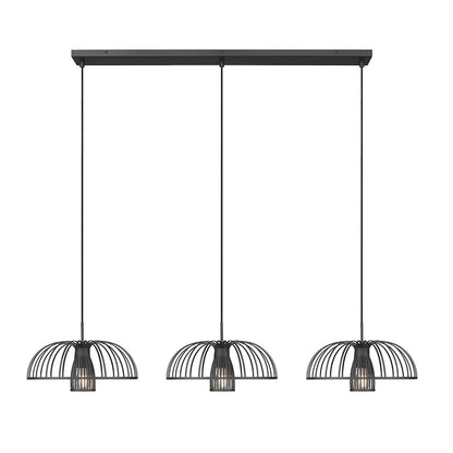 Valencia 3 Light Matte Black Linear Chandelier