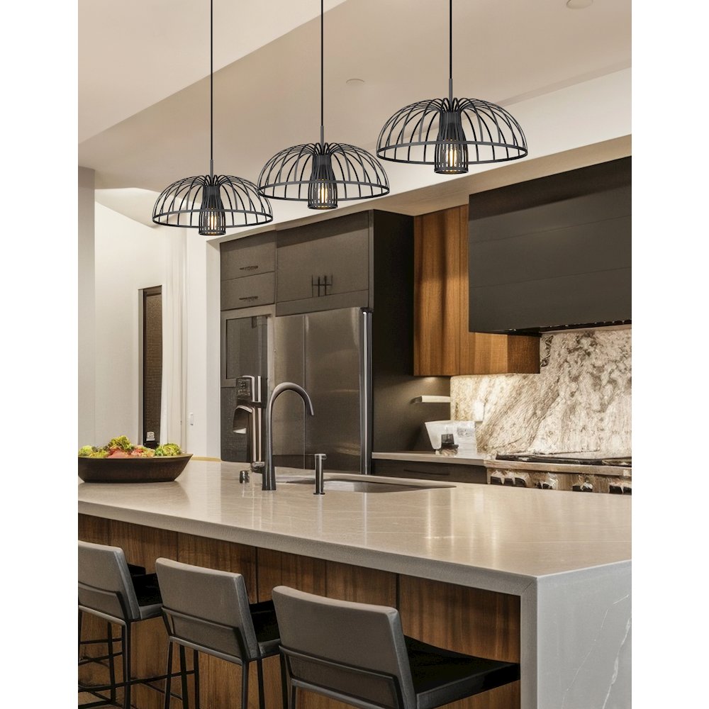 Valencia 3 Light Matte Black Linear Chandelier