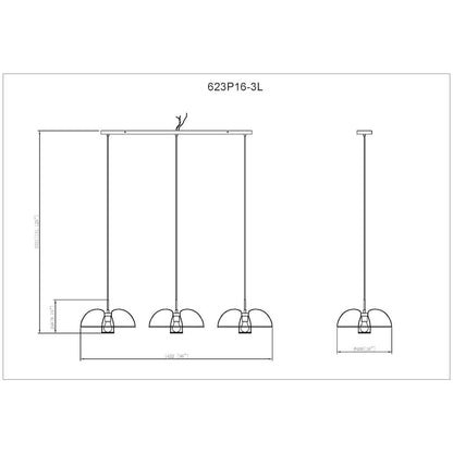 Valencia 3 Light Matte Black Linear Chandelier