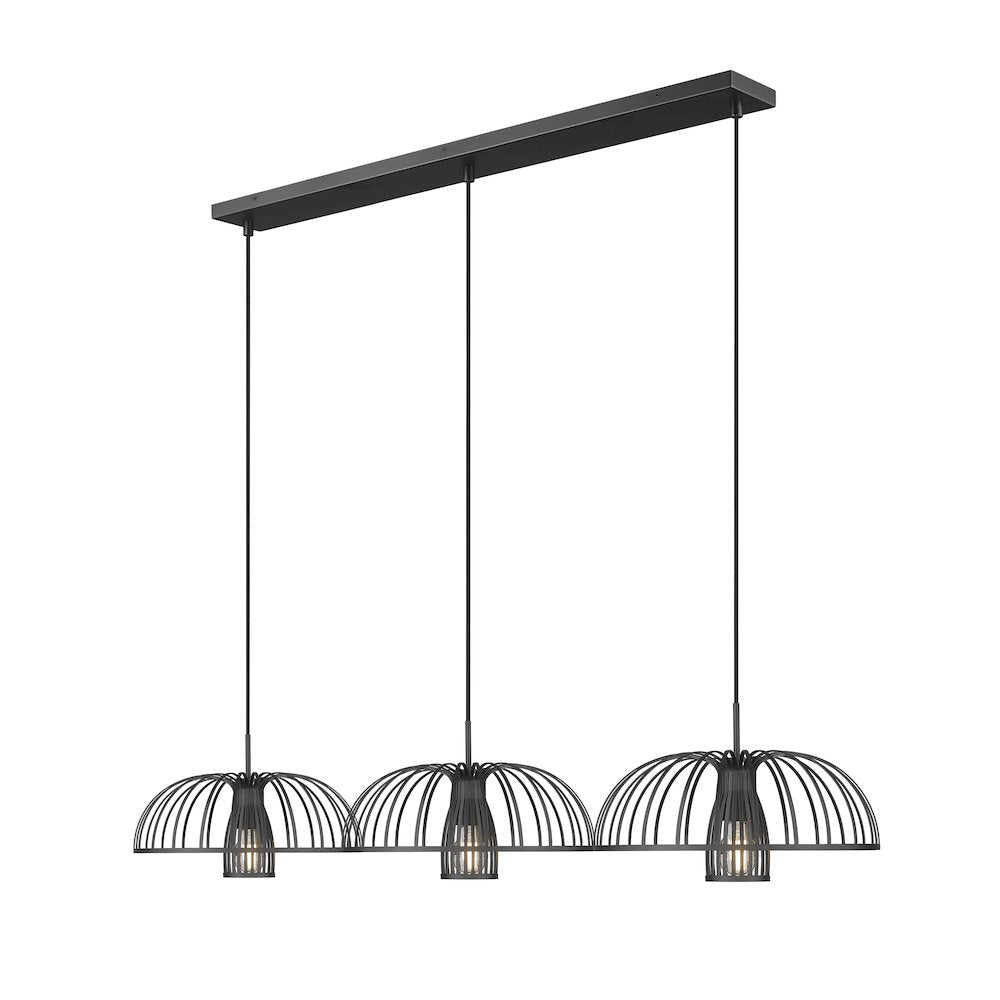 Valencia 3 Light Matte Black Linear Chandelier