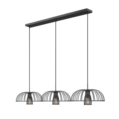 Valencia 3 Light Matte Black Linear Chandelier
