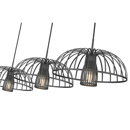 Valencia 3 Light Matte Black Linear Chandelier