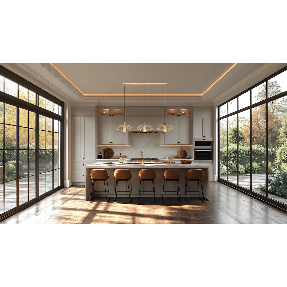 Valencia 3 Light Modern Gold Linear Chandelier