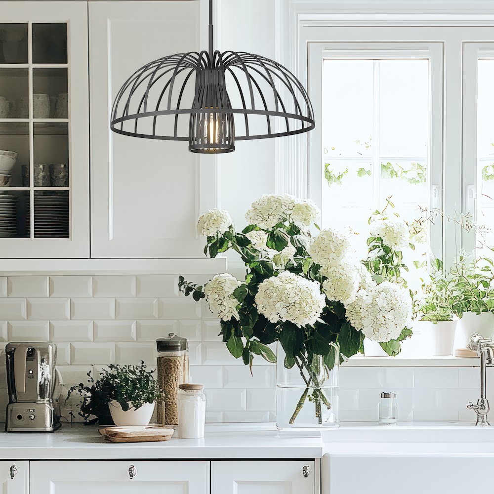 Valencia 1 Light Matte Black Pendant