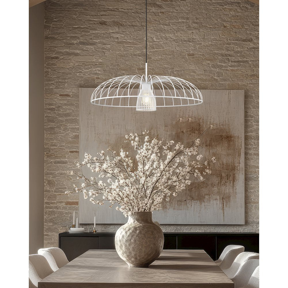 Valencia 1 Light Texture White Pendant