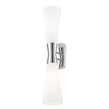 Z-Lite 2 Light Wall Sconce, Polished Nickel