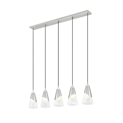 Z-Lite Aimie 5 Light Linear Chandelier, Brushed Nickel