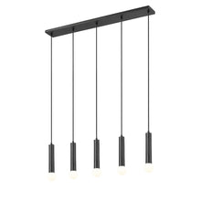 Z-Lite Stari 5 Light Linear Chandelier in Matte Black color, Steel frame