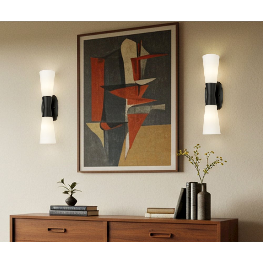 Z-Lite 2 Light Wall Sconce, Matte Black