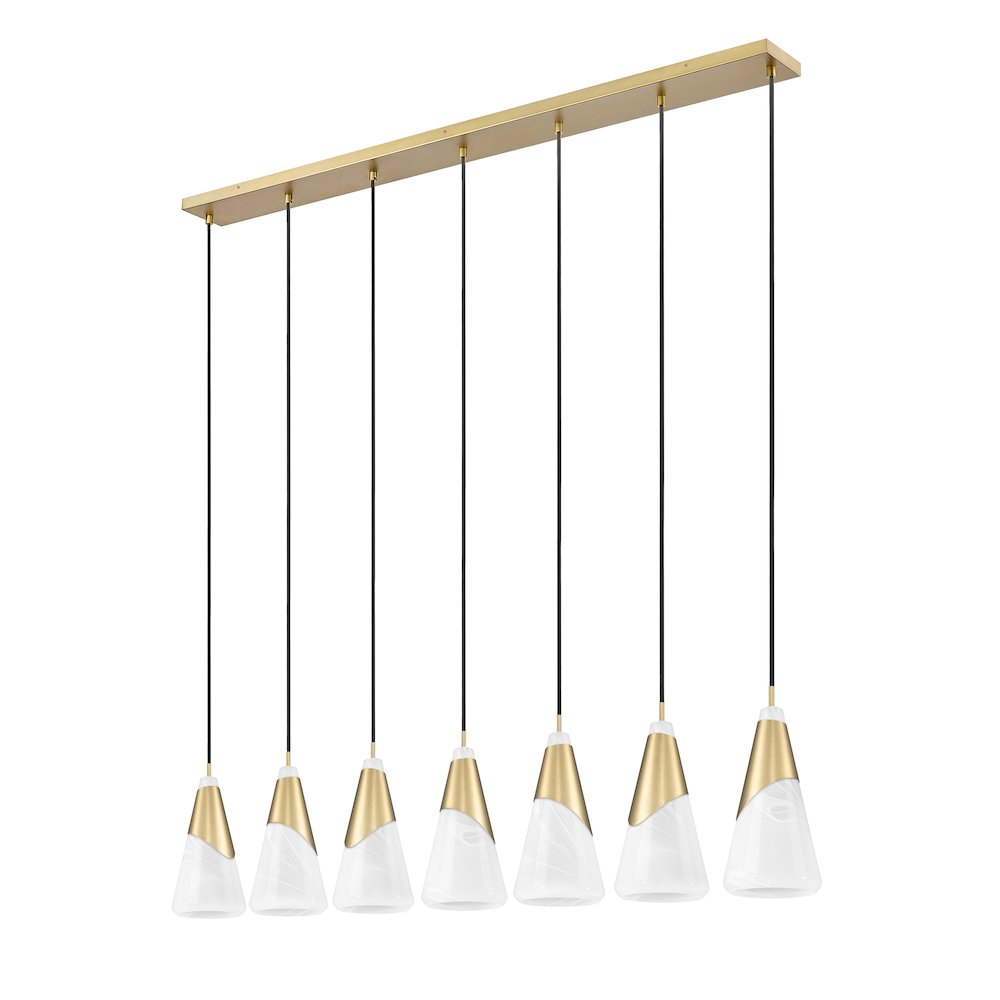 Z-Lite Aimie 7 Light Linear Chandelier, Modern Gold