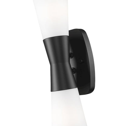 Z-Lite 2 Light Wall Sconce, Matte Black