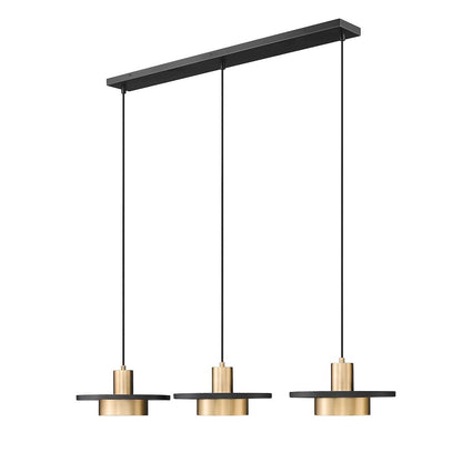 Z-Lite 3 Light Linear Chandelier, Matte Black + Modern Gold