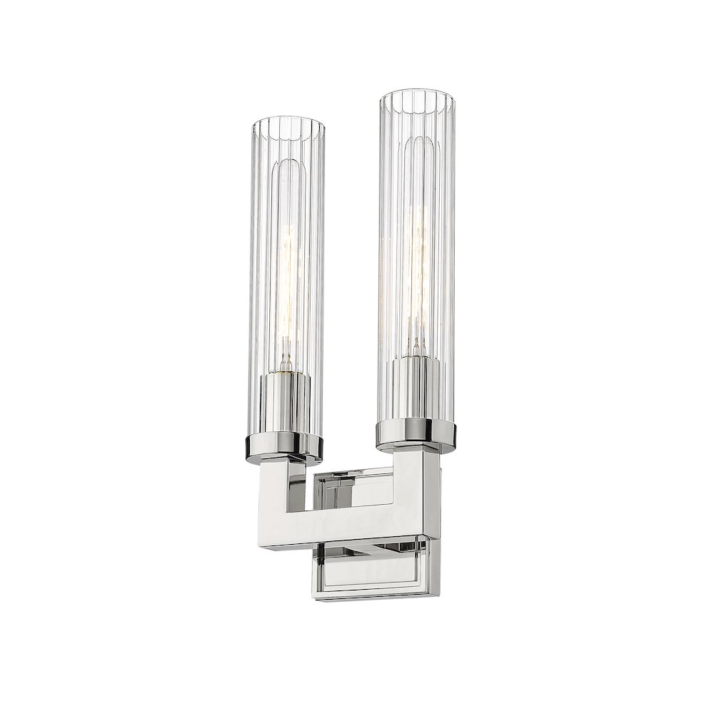 Z-Lite Beau 2 Light Wall Sconce in Polished Nickel Frame Finish
