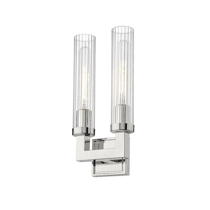 Z-Lite Beau 2 Light Wall Sconce in Polished Nickel Frame Finish