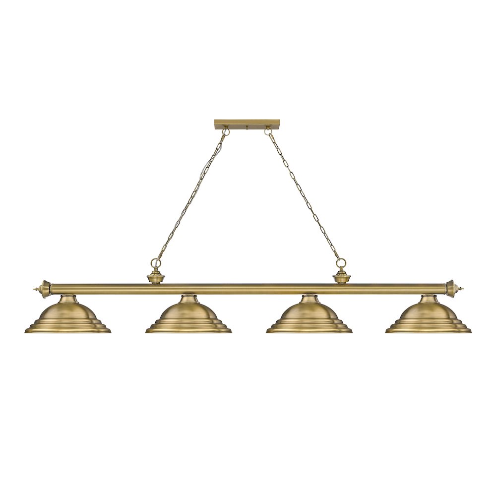Z-Lite Cordon 4 Light Billiard, Steel Frame, Rubbed Brass Shade Color