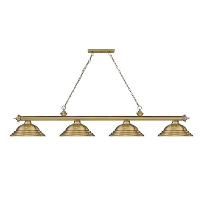 Z-Lite Cordon 4 Light Billiard, Steel Frame, Rubbed Brass Shade Color