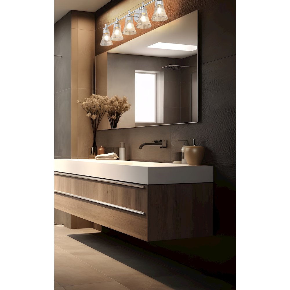 Z-Lite Belle 5 Light Vanity in Chrome color, Steel frame
