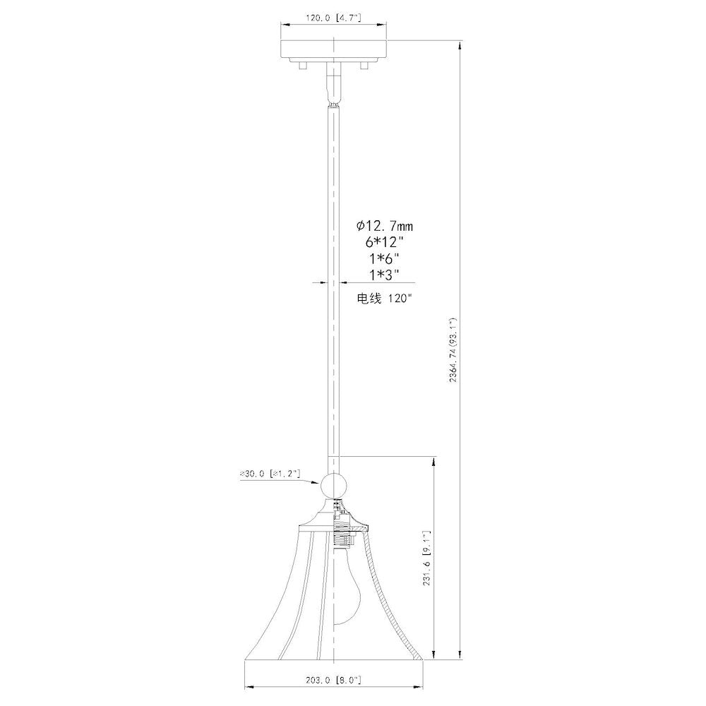 Z-Lite 1 Light Pendant, Brushed Nickel