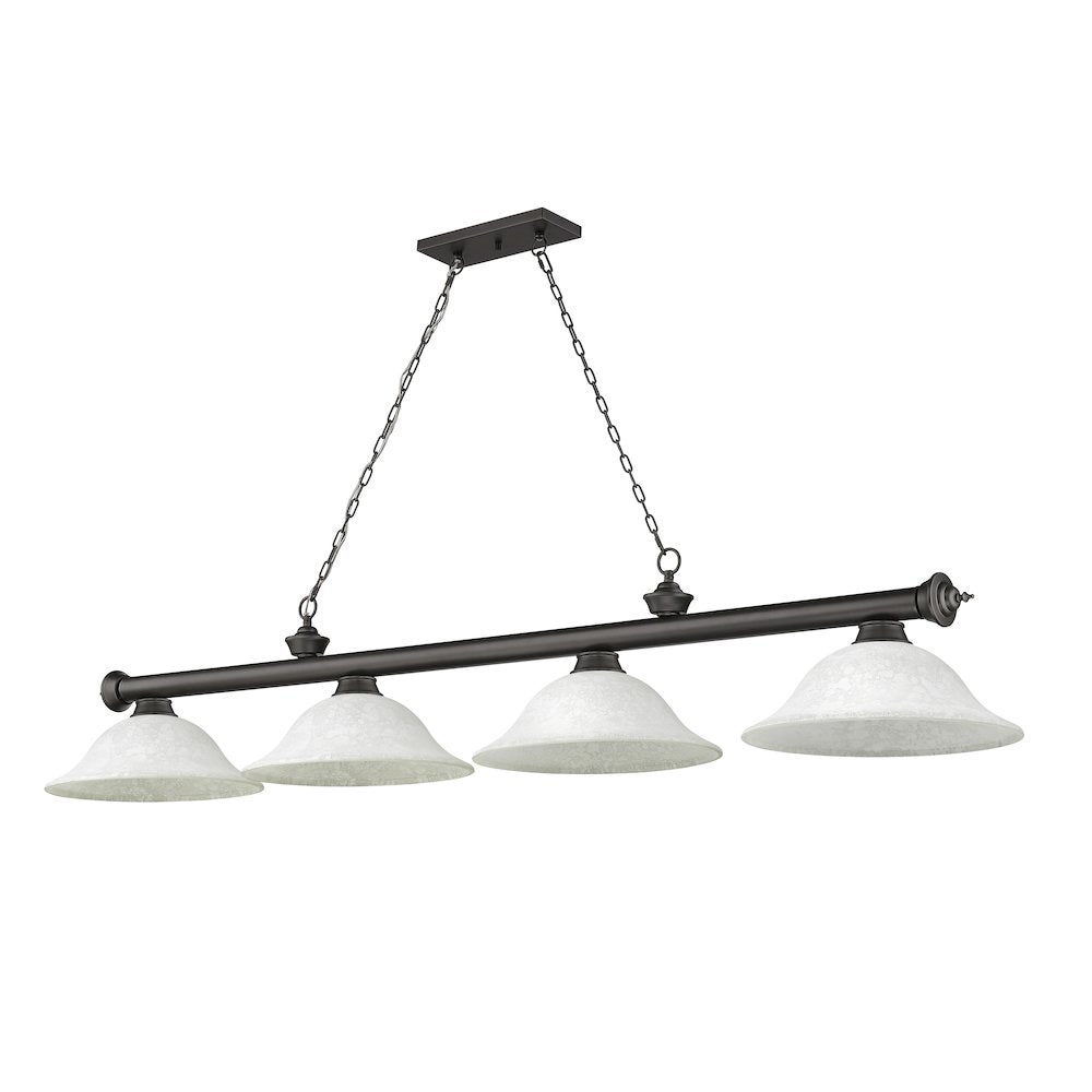 Z-Lite Cordon 4 Light Billiard, Steel Frame, White Mottle Shade Color