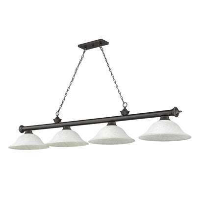 Z-Lite Cordon 4 Light Billiard, Steel Frame, White Mottle Shade Color