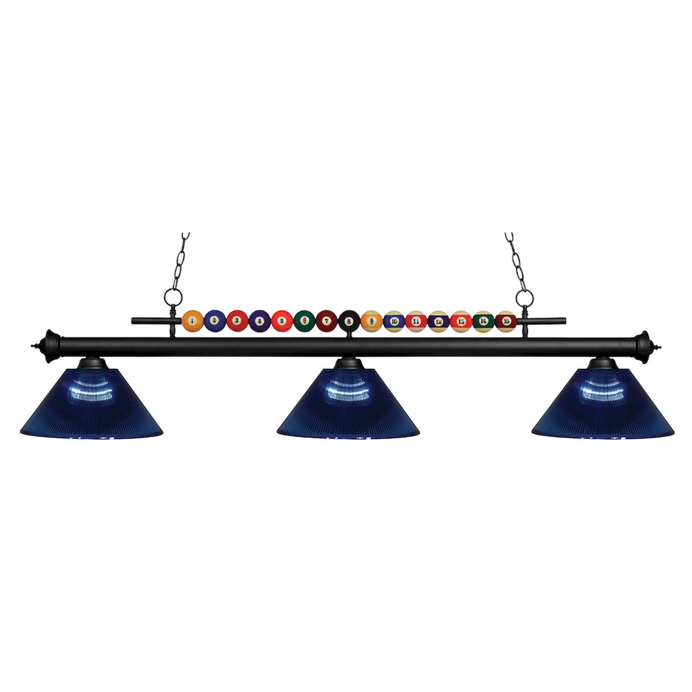 Z-Lite Shark 3 Light Billiard, Steel Frame, Dark Blue Shade Color