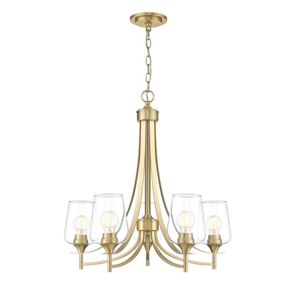 Z-Lite 5 Light Chandelier, Burnished Brass