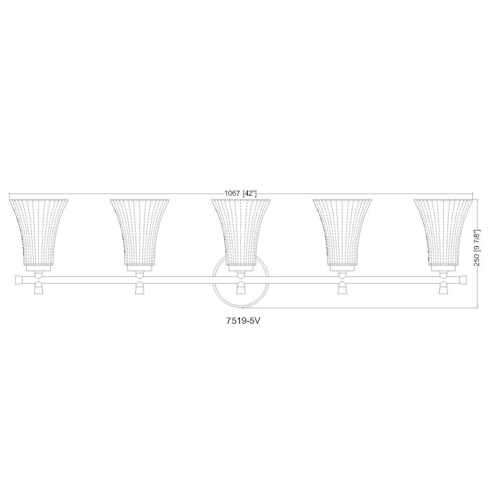 Z-Lite Belle 5 Light Vanity in Chrome color, Steel frame