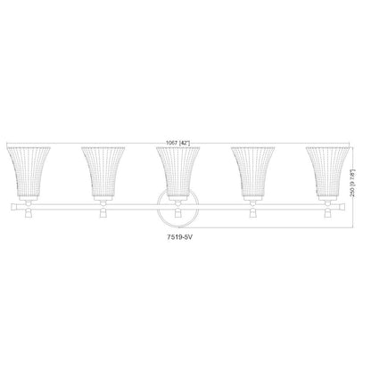Z-Lite Belle 5 Light Vanity in Chrome color, Steel frame