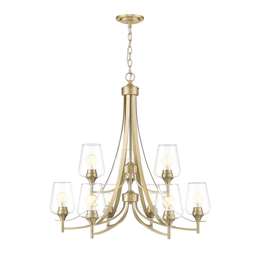 Z-Lite 9 Light Chandelier, Burnished Brass
