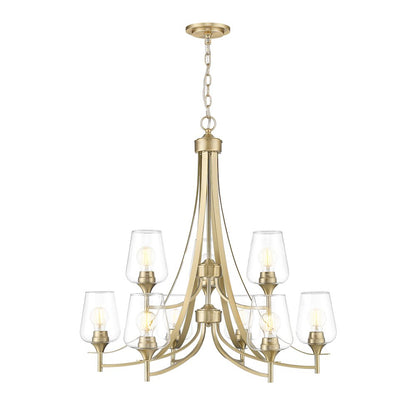 Z-Lite 9 Light Chandelier, Burnished Brass