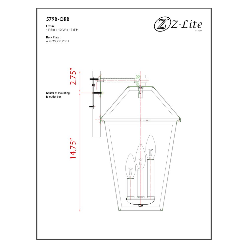 Z-Lite 3 Light Outdoor Wall Light