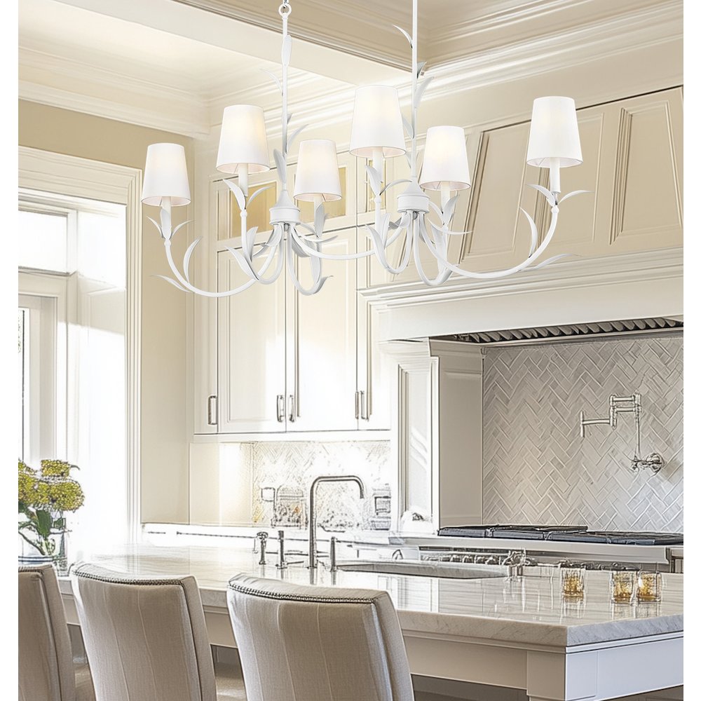 Z-Lite 6 Light Linear Chandelier, Textured White