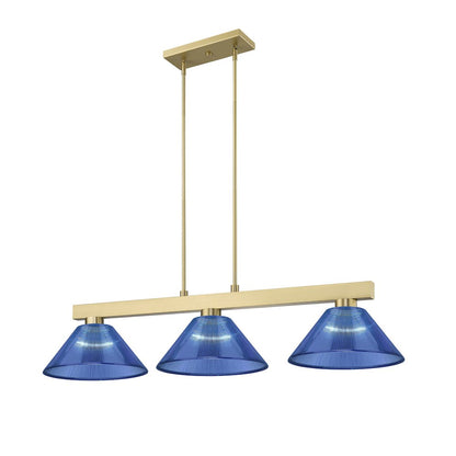 Z-Lite Cobalt 3 Light Billiard, Steel Frame, Dark Blue Shade Color