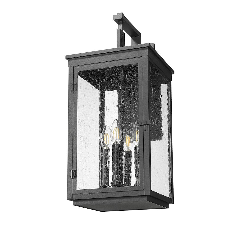 Z-Lite Hartwell 4 Light Outdoor Wall Light in Sand Black color, Aluminum frame