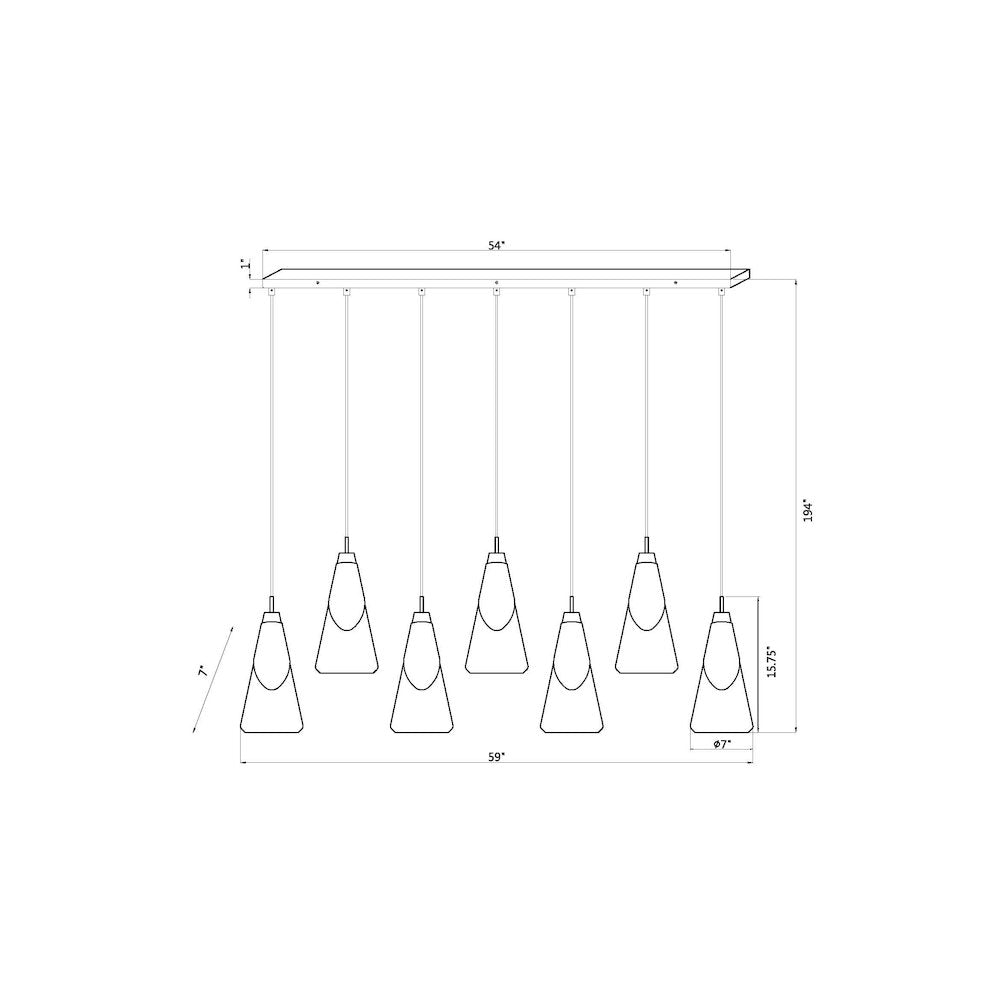 Z-Lite Aimie 7 Light Linear Chandelier, Modern Gold