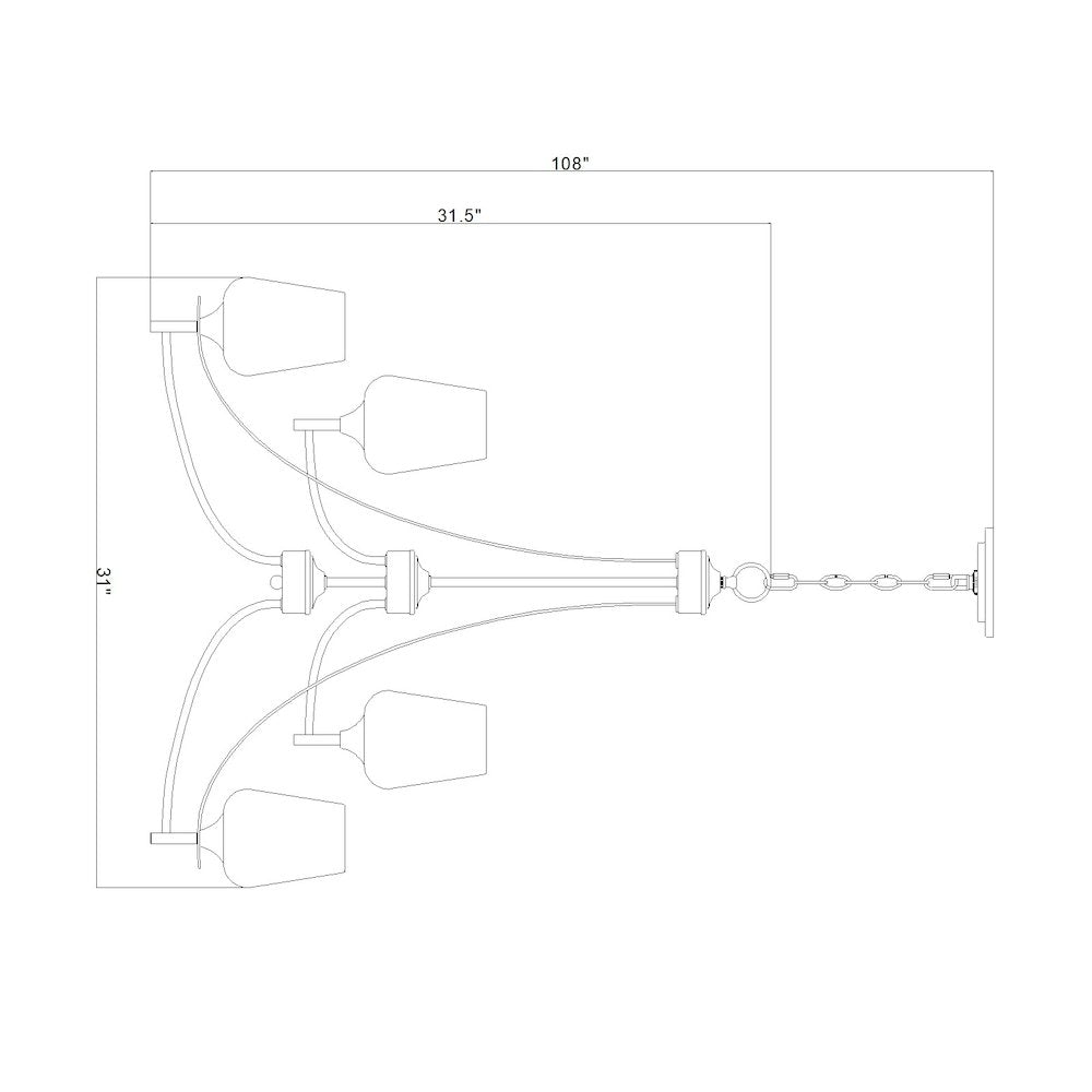 Z-Lite 9 Light Chandelier, Burnished Brass