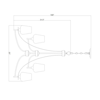 Z-Lite 9 Light Chandelier, Burnished Brass