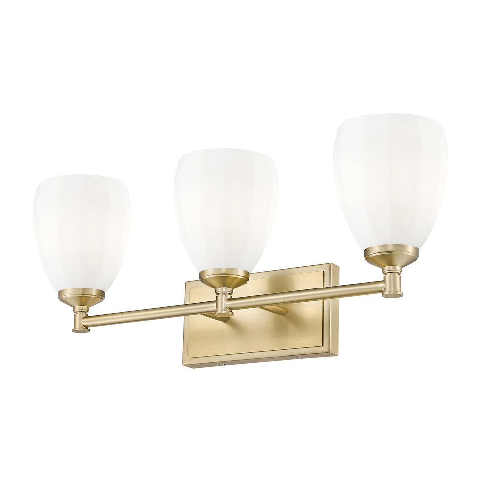 Z-Lite Oren 3 Light Vanity in Modern Gold color, Steel frame