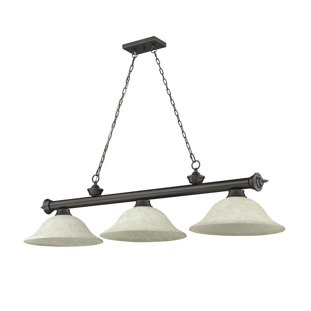Z-Lite Cordon 3 Light Billiard, Steel Frame, Golden Mottle Shade Color