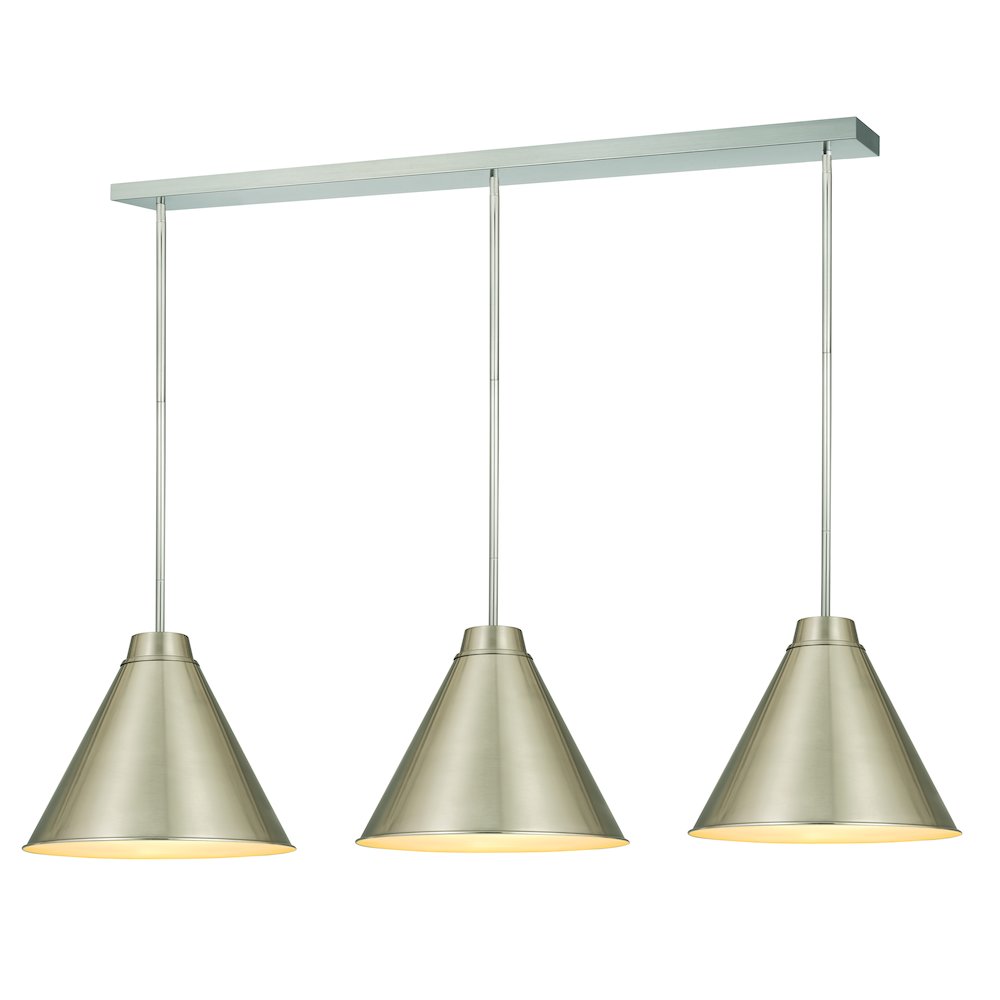 Z-Lite 3 Light Pendant, Brushed Nickel Frame Finish