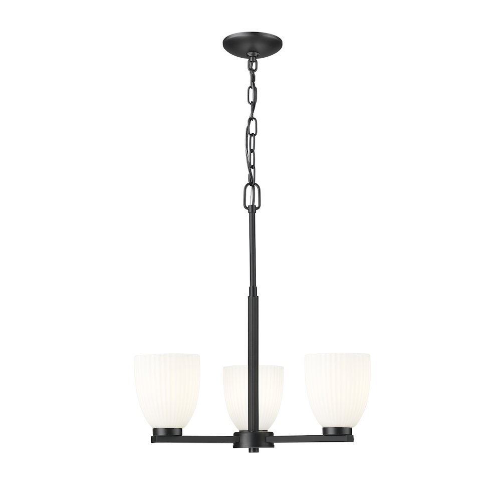 Z-Lite Naya 3 Light Chandelier in Matte Black color, Steel frame