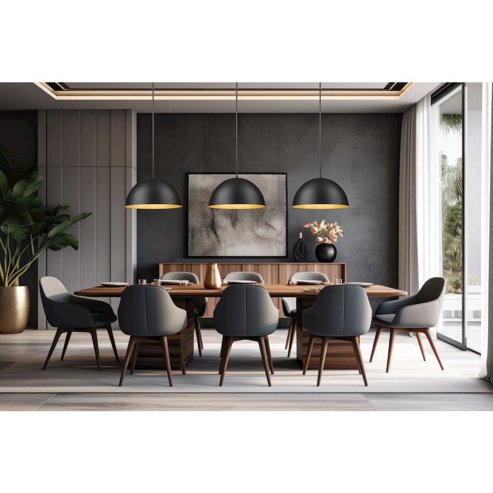 Z-Lite 3 Light Pendant, Matte Black