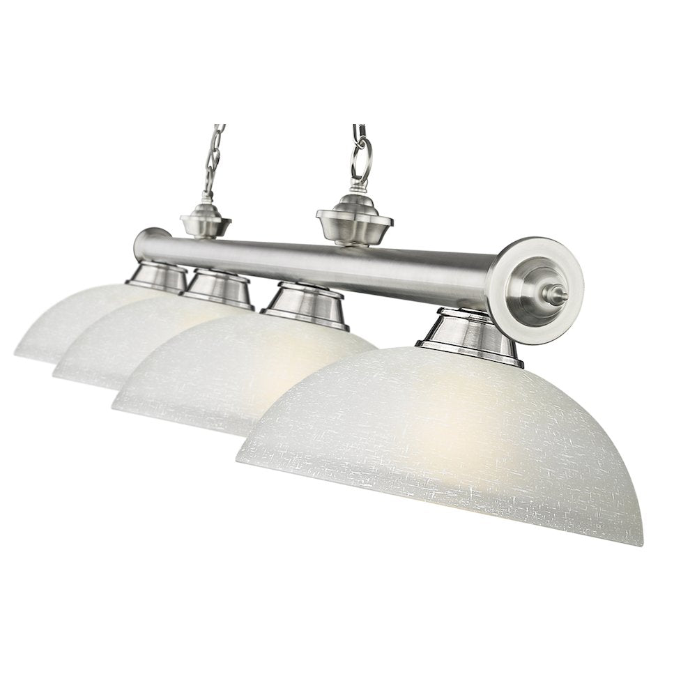 Z-Lite Cordon 4 Light Billiard, Steel Frame, White Linen Shade Color