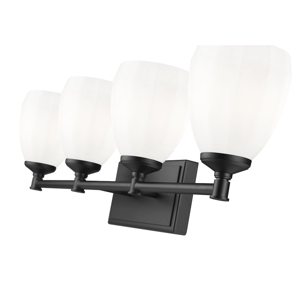 Z-Lite Oren 4 Light Vanity in Matte Black color, Steel frame