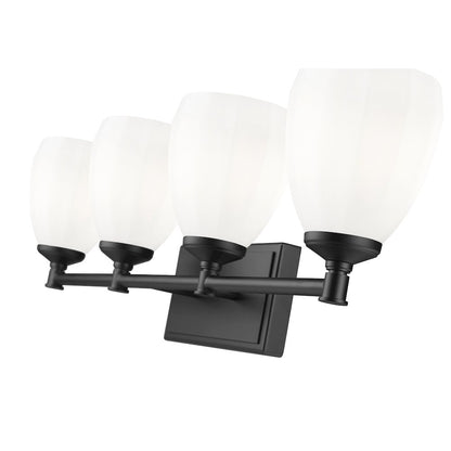 Z-Lite Oren 4 Light Vanity in Matte Black color, Steel frame