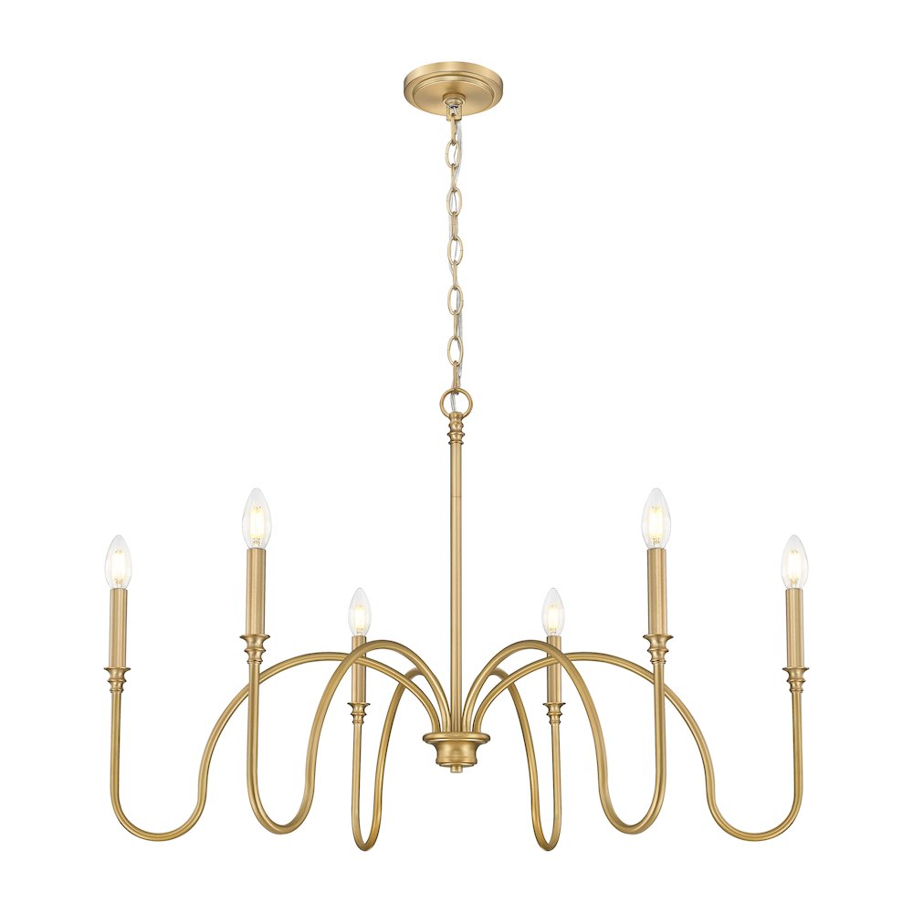 Z-Lite 6 Light Chandelier, Rubbed Brass