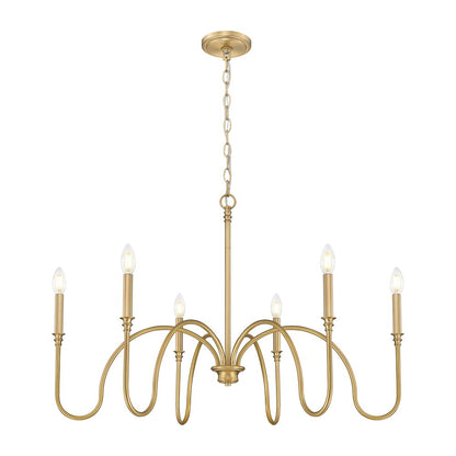 Z-Lite 6 Light Chandelier, Rubbed Brass